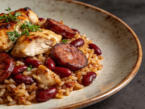 Blackened Cajun Chicken, Sausage, and Red Beans Rice