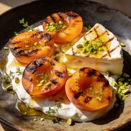 Grilled Peaches with Manouri and Thyme Honey photo 1