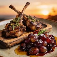 Rosemary Grilled Lamb Chops with Blistered Balsamic Grapes photo 1