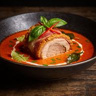 Prosciutto-Wrapped Pork in Red Curry Coconut Braise photo 1