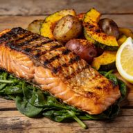 Hearth-Seared Salmon with Roasted Root Medley photo 1