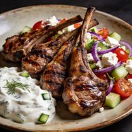 Hearth-Charred Greek Lamb Chops with Village Salad photo 1