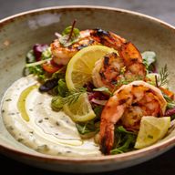 Hearth-Smoked Shrimp & Lemon-Tahini Garden Bowl photo 1