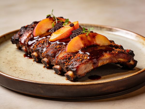Espresso-Infused Baby Back Ribs with Smoky Peach Glaze