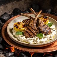 Hearth-Seared Lamb Chops with Charred Lemon-Feta Cream photo 1