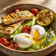 Hearth-Seared Halloumi & Blistered Tomato Breakfast Bowl photo 1