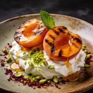 Hearth-Grilled Peaches with Aleppo Honey & Mascarpone photo 1