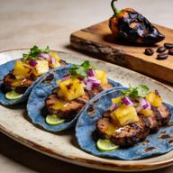 Espresso-Chipotle Grilled Pork Tacos with Charred Pineapple Salsa photo 1