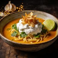 Khao Soi with Burrata Crema and Crispy Garlic photo 1