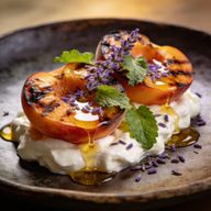 Hearth-Charred Peaches with Lavender Honey & Mascarpone photo 1