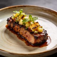 Smoky Chipotle Pork Collar with Charred Pineapple-Mint Salsa photo 1