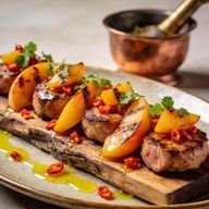 Smoky Pork Tenderloin with Habanero Pickled Peaches photo 1