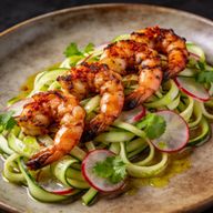 Smoked Chipotle Shrimp over Zesty Cucumber Ribbon Salad photo 1