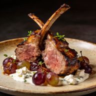 Smoked Greek Lamb Loin Chops with Blistered Grapes & Feta Crema photo 1
