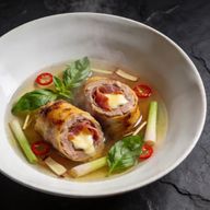 Smoked Mozzarella-Stuffed Veal Rolls in Lemongrass Brodo photo 1