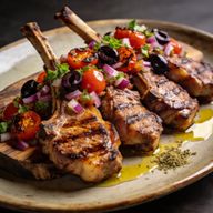 Charred Mediterranean Grilled Pork Chops with Olive Relish photo 1
