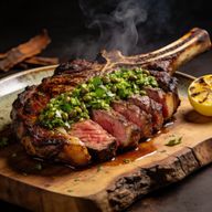 Hickory-Smoked Greek Ribeye with Caper Salsa Verde photo 1