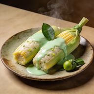 Kaffir Lime & Sweet Corn Tamales with Pandan Glaze photo 1