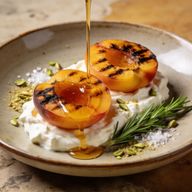Hearth-Charred Peaches with Rosemary Honey & Whipped Goat Cheese photo 1