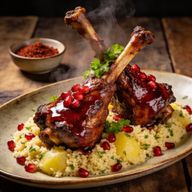 Pomegranate-Glazed Smoked Lamb Shanks with Sumac Rub photo 1