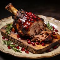 Pomegranate-Glazed Smoked Lamb Shoulder Dinner photo 1