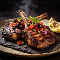 Hickory-Smoked Pork Chops with Charred Tomato Salsa photo 1
