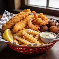 Southern Fried Seafood Basket with Hush Puppies photo 1