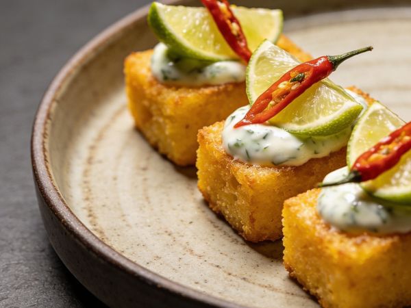Crispy Polenta Gems with Thai Lime Crema