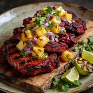 Smoky Achiote Pork Steaks with Grilled Pineapple Salsa photo 1