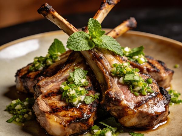 Hickory-Kissed Greek Lamb Chops with Mint Gremolata
