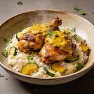 Roasted Curry Chicken over Jasmine Vegetable Rice photo 1