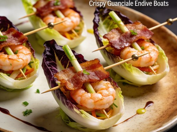 Lemongrass Shrimp & Crispy Guanciale Endive Boats