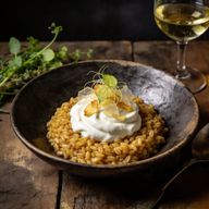 Ancient Roman Farro Risotto with Thai Burrata Crema photo 1