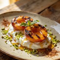 Hearth-Seared Peaches with Honey-Infused Yogurt photo 1