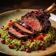 Pomegranate-Sumac Smoked Lamb with Herbed Freekeh photo 1