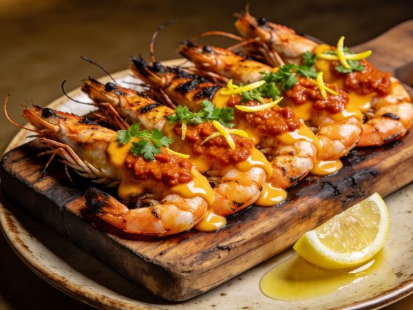 Charred 'Nduja Butter Shrimp with Lemon and Parsley