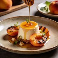 Honey Panna Cotta with Hearth-Charred Peaches photo 1