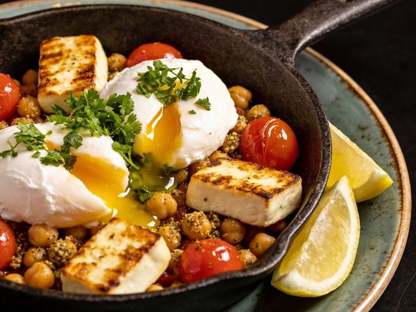 Hearth-Seared Halloumi & Za'atar Chickpea Breakfast Skillet