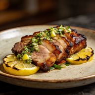 Hickory-Smoked Mediterranean Pork Shoulder with Charred Lemon Gremolata photo 1