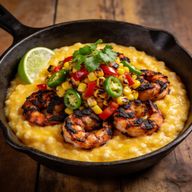 Blackened Shrimp & Protein Grits with Charred Corn Salsa photo 1