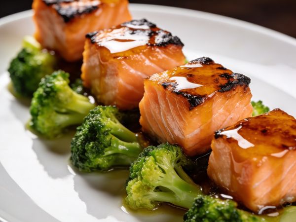 Honey-Glazed Salmon Bites with Broccoli