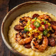 Blackened Shrimp & Protein Grits with Street Corn Salsa photo 1