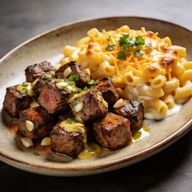 Garlic Butter Steak Bites & Baked Mac and Cheese photo 1