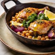 Crispy Lemon-Garlic Chicken & Chickpea Skillet photo 1