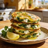 Savory Spinach & Feta Olive Oil Pancakes photo 1