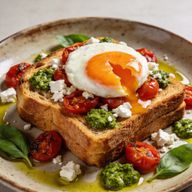 Savory Pesto French Toast with Jammy Eggs photo 1