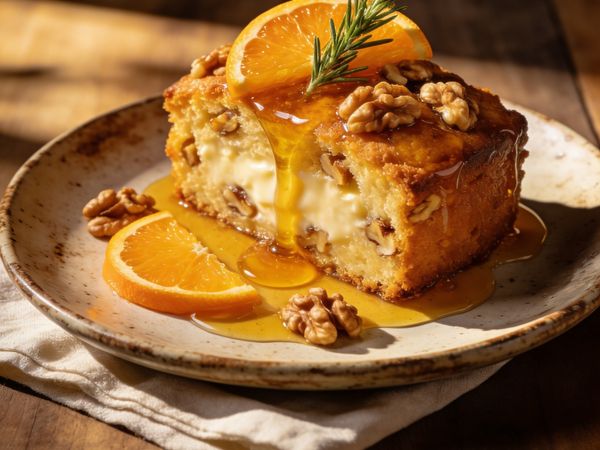 Honey-Glazed Greek Yogurt & Walnut Olive Oil Cake