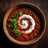 Spiced Ethiopian Red Lentil Stew with Greek Yogurt Swirl photo 1