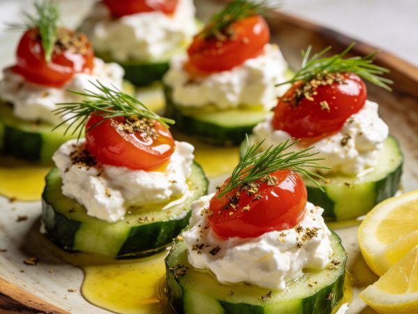Zesty Whipped Feta Cucumber Bites