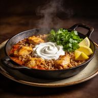 Spiced Chicken & Orzo Skillet with Greek Yogurt Swirl photo 1